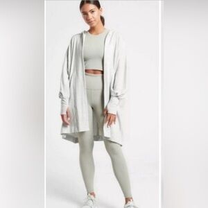 Athleta Mantra Wrap Hooded Oversized Jacket Cardigan Heather Gray - Size Small